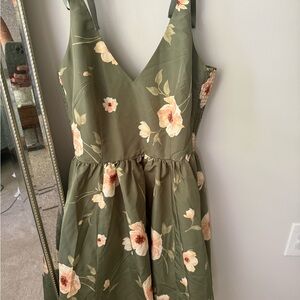 Old Navy Olive Floral Dress